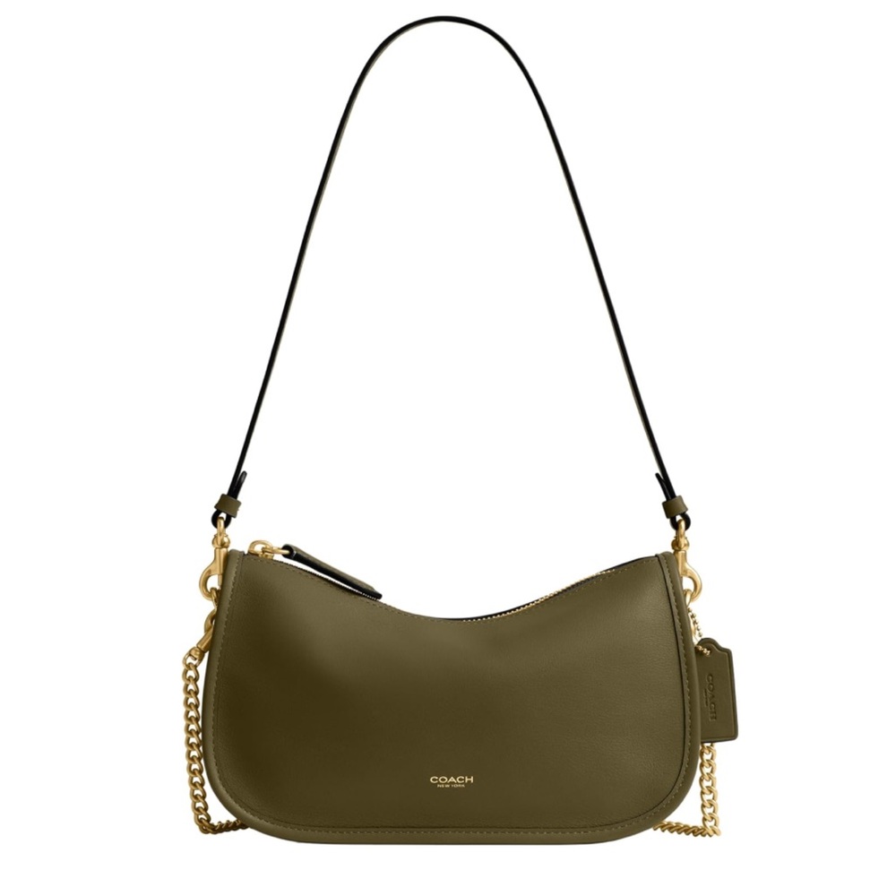New Coach Sage Green Leather Shoulder Waverly Bag - Picture 1 of 8
